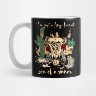 I'm Just A Long Haired Son Of A Sinner Bull with Flowers Shine Mug